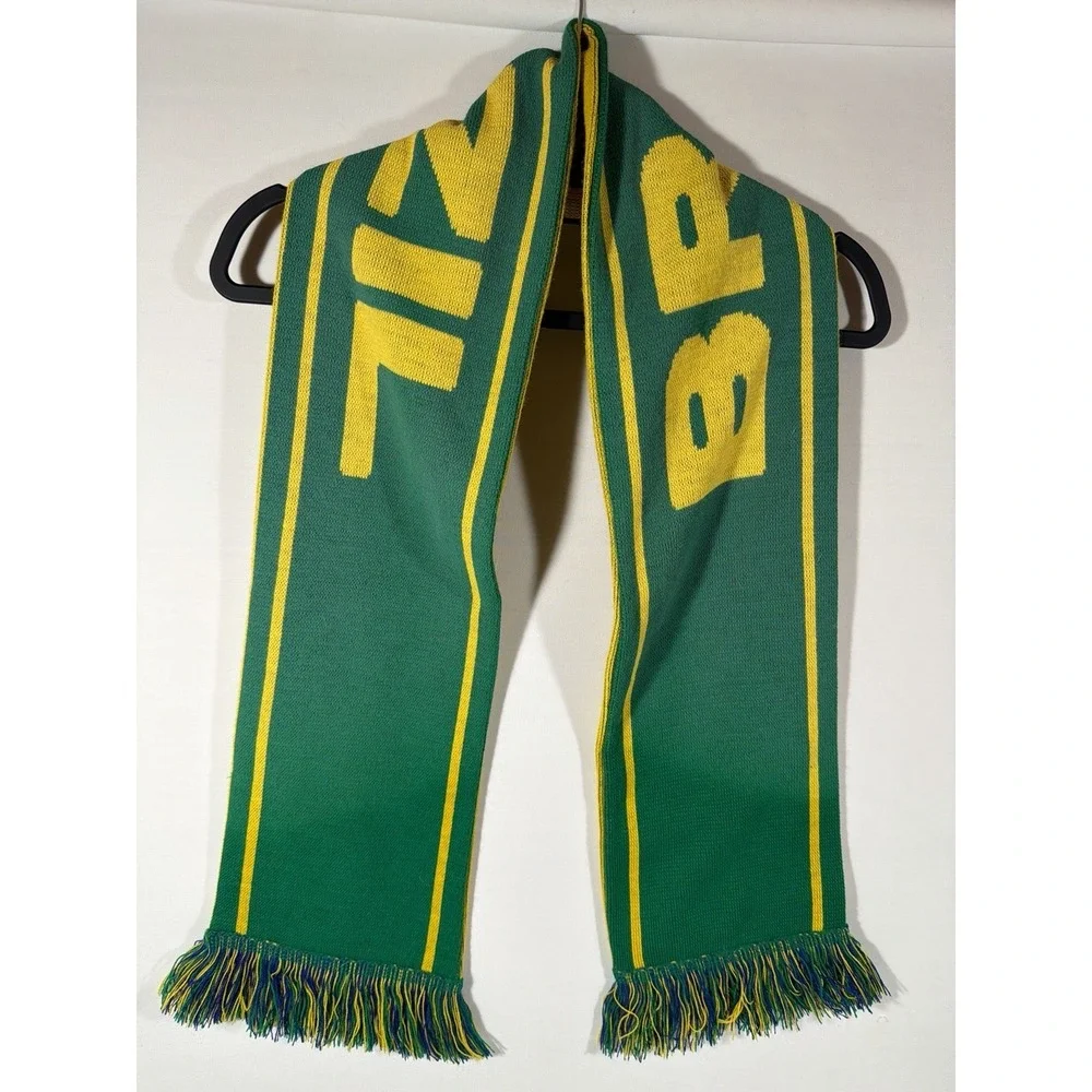 Brazil Soccer Knit Scarf Green Yellow Futbol Fan Streetwear Football Core